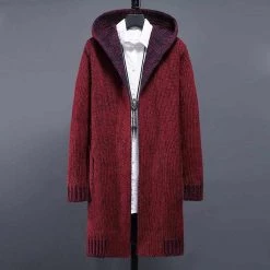 Xiaojin999 Store Men's Apparels Sky Madrid Long Hooded Open Cardigan 9 Xiaojin999 Store Men's Apparels Sky Madrid Long Hooded Open Cardigan