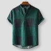 Kunzima Store Men's Apparels North Royal Linen Plaid Shirt