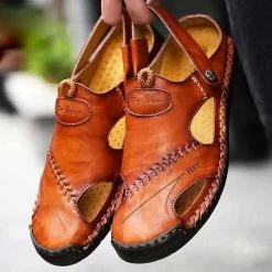 JINGDELONG Official Store Men's Apparels North Royal Leather Sandals