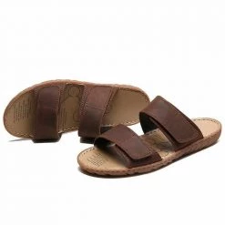 Abnkarwin Factory Store Sky Madrid Leather Double-Strap Sandals Men's Apparels