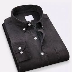 Shop412624 Store North Royal Long Sleeve Corduroy Pocket Shirt Men's Apparels