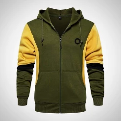 TOLOER Official Store North Royal Patchwork Hooded Sweatshirt Men's Apparels