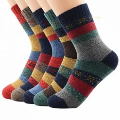 Azue Global Store Women's Apparels Assorted Retro Wool Socks (5 Pairs)