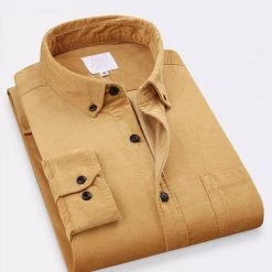 Shop412624 Store North Royal Long Sleeve Corduroy Pocket Shirt Men's Apparels