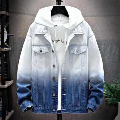XIPENG Mens Wardrobe Store Boston Gradient Denim Jacket Men's Apparels