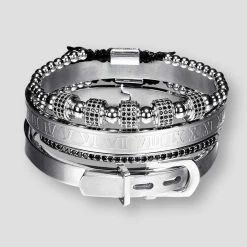 JuneLeaf Official Store Men's Apparels North Royal Stainless Steel Numeral Bracelet Set