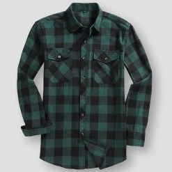 QISHA MEN SHIRT Store Saint Morris Plaid Flannel Shirt Men's Apparels
