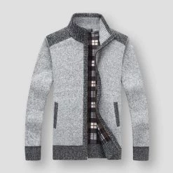 FAVOCENT Men's Wardrobe Store Sky Madrid Patchwork Knitted Cardigan