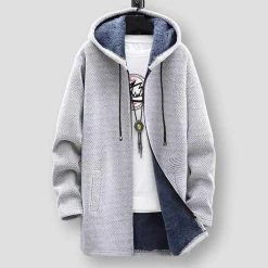Xiaojin999 Store North Royal Long Fleece Hooded Jacket