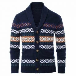 PaulJones Men's Apparels Sky Madrid Wool Shawl Cardigan