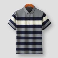 BKTrend Official Store Sky Madrid Contern Striped Shirt Men's Apparels