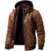 FLAVOR LEATHER JACKETS Men's Apparels Sky Madrid Hooded Leather Jacket 1 FLAVOR LEATHER JACKETS Men's Apparels Sky Madrid Hooded Leather Jacket