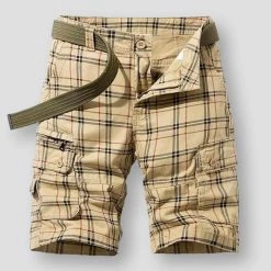 HIEXSE Men Store Men's Apparels North Royal Cotton Plaid Shorts