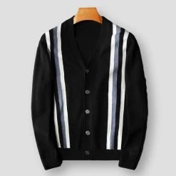 Minglu Official Store Men's Apparels North Royal Striped Button-Up Cardigan
