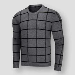 TACVASEN Official Store Saint Morris Plaid Thermal Sweater