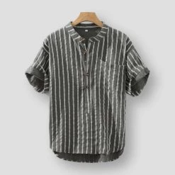 QUANBO Official Flagship Store Sky Madrid Avignon Striped Shirt