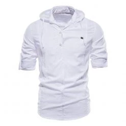 NEGIZBER Trend Store Men's Apparels Sky Madrid Hooded Linen Shirt 10 NEGIZBER Trend Store Men's Apparels Sky Madrid Hooded Linen Shirt