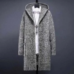 Xiaojin999 Store Men's Apparels Sky Madrid Long Hooded Open Cardigan 8 Xiaojin999 Store Men's Apparels Sky Madrid Long Hooded Open Cardigan