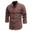 NEGIZBER Trend Store Sky Madrid Checkered Long Sleeve Shirt Men's Apparels