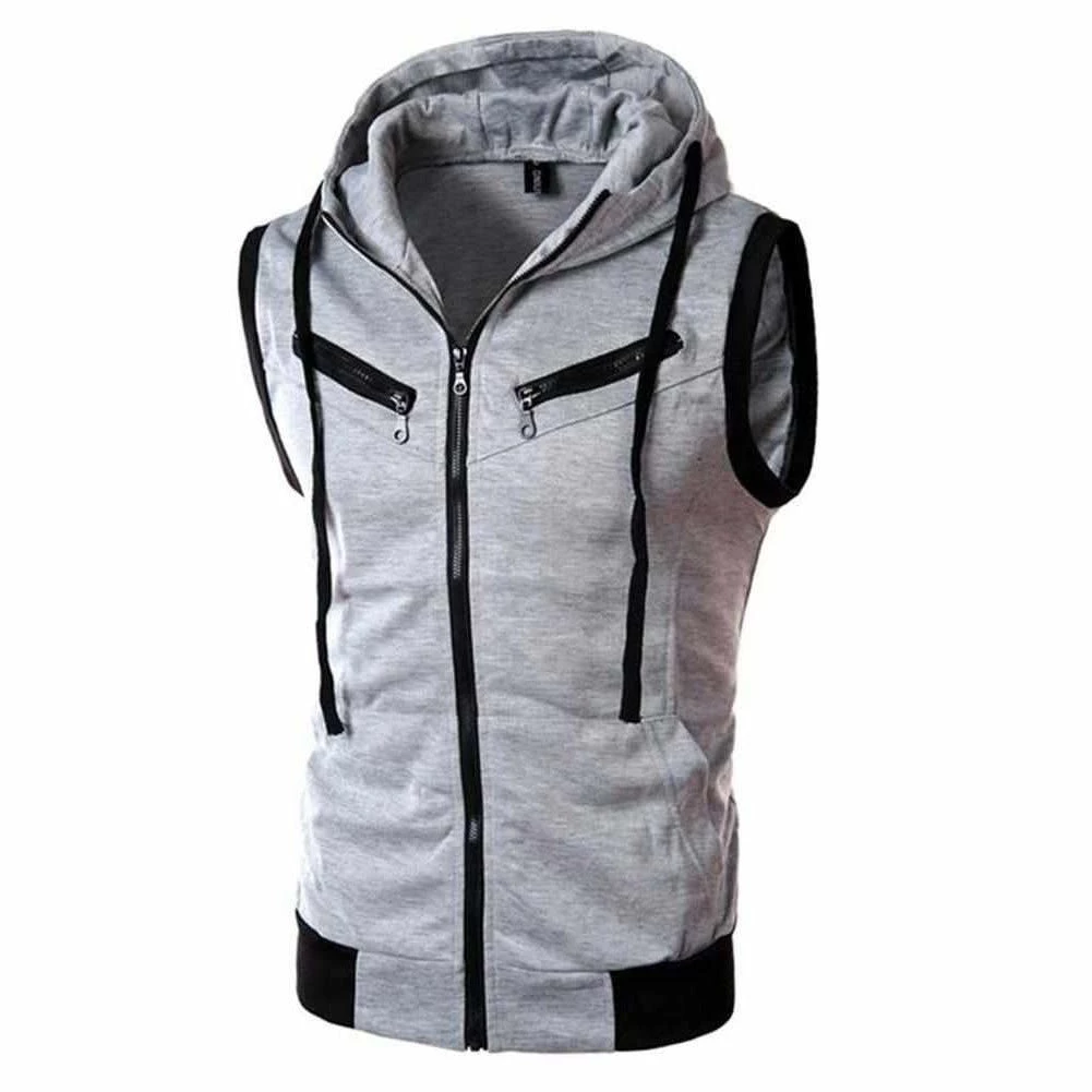 XIPENG Mens Wardrobe Store Saint Morris Zipper Hooded Vest Men's Apparels 3 XIPENG Mens Wardrobe Store Saint Morris Zipper Hooded Vest Men's Apparels