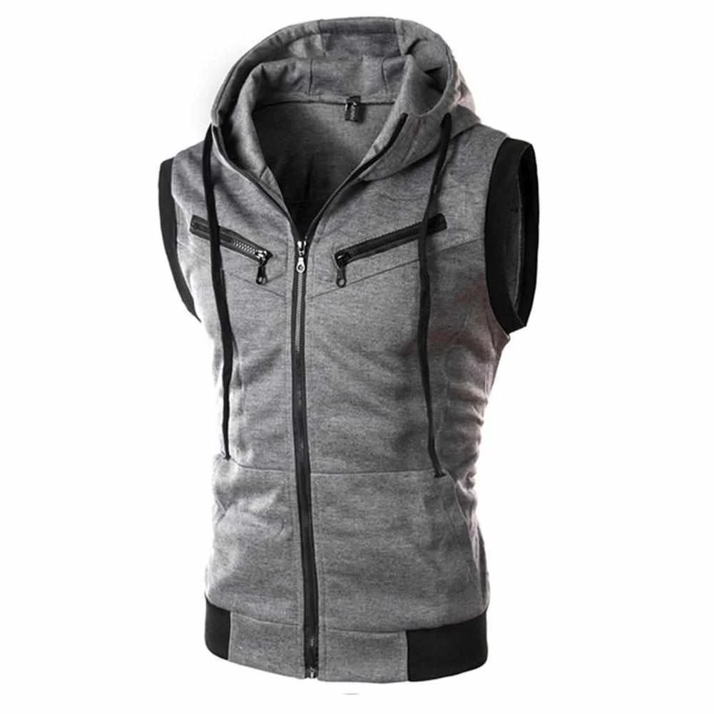 XIPENG Mens Wardrobe Store Saint Morris Zipper Hooded Vest Men's Apparels 4 XIPENG Mens Wardrobe Store Saint Morris Zipper Hooded Vest Men's Apparels