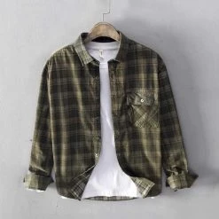 Cotton Linen Store Sky Madrid Corduroy Button-Up Pocket Shirt Men's Apparels