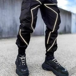 BLFXiang Men Store Men's Apparels Sky Madrid Reflective Cargo Pants