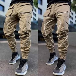 BLFXiang Men Store Men's Apparels Sky Madrid Reflective Cargo Pants