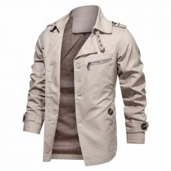 AIOPESON Official Store Men's Apparels Sky Madrid Button-Up Trench Coat