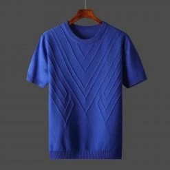 Shop5887465 Store Sky Madrid Knitted Short Sleeve T-Shirt