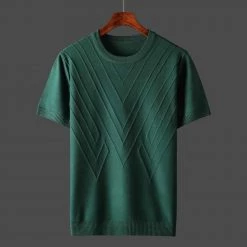 Shop5887465 Store Sky Madrid Knitted Short Sleeve T-Shirt