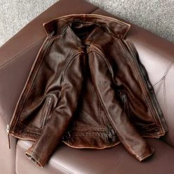 BIKER JACKET Store Saint Morris Leather Biker Zip Jacket Men's Apparels