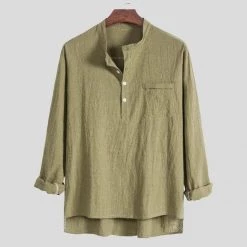 Shop910329038 Store Men's Apparels North Royal Linen Long-Sleeve Oversized Shirt
