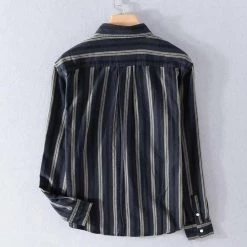 Cotton Linen Store Sky Madrid Barbuda Striped Shirt Men's Apparels