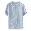 Z Leisure Trend Store North Royal Striped Cotton Short Sleeve Shirt