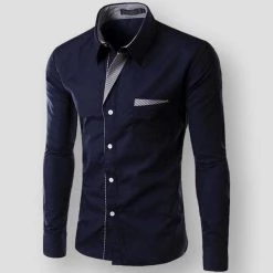 HANQIU Store Sky Madrid Liege Pocket Shirt Men's Apparels