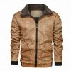 Mountainskin Official Store Men's Apparels Sky Madrid Fleece Collar Leather Jacket