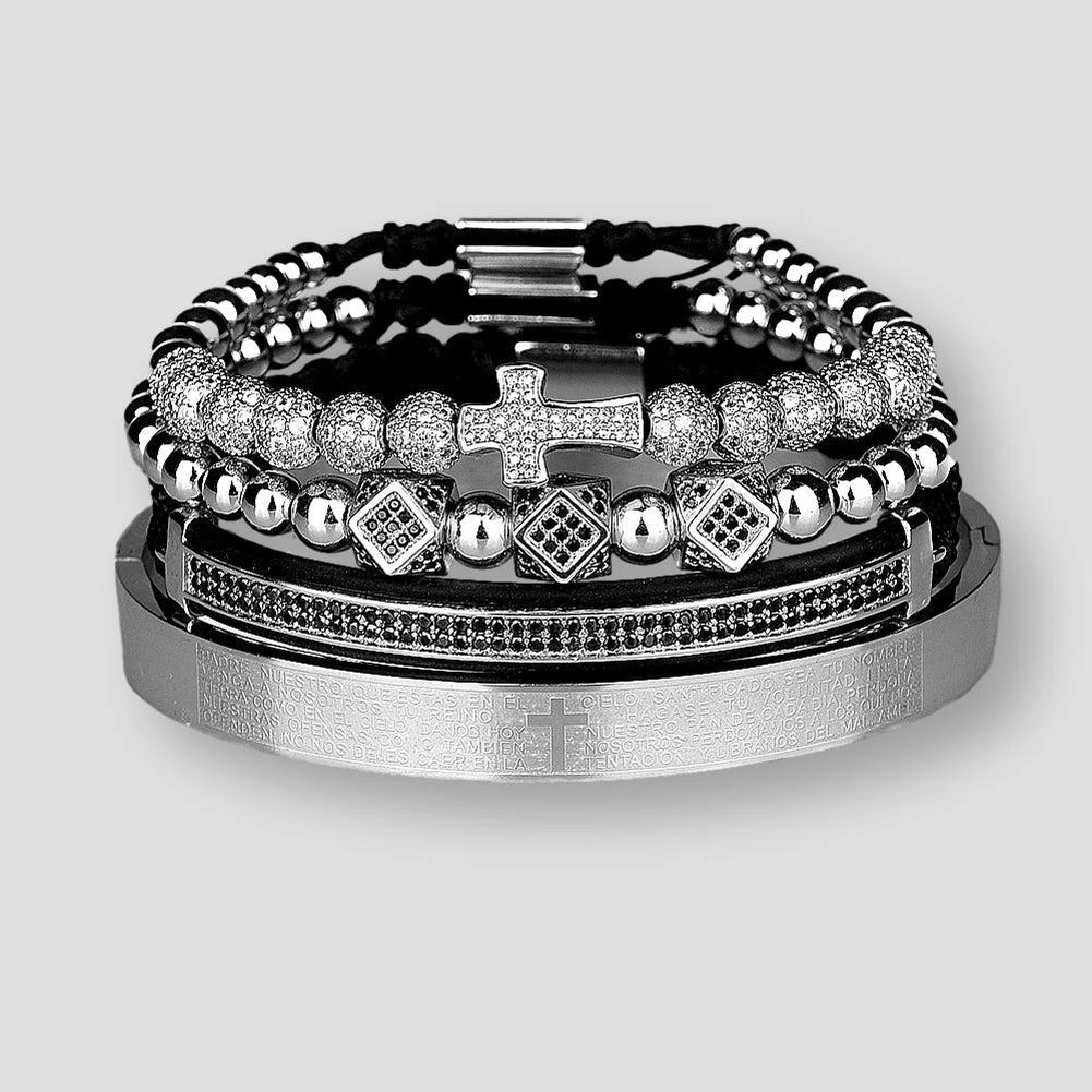 ATTYIRENA Official Store Men's Apparels North Royal Stainless Steel Cross Bracelet Set 4 ATTYIRENA Official Store Men's Apparels North Royal Stainless Steel Cross Bracelet Set