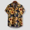 987 Crooked Store Men's Apparels Sky Madrid Sunflower Beach Shirt
