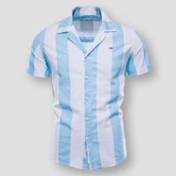 NEGIZBER Trend Store North Royal Striped Short Sleeve Shirt Men's Apparels 8 NEGIZBER Trend Store North Royal Striped Short Sleeve Shirt Men's Apparels