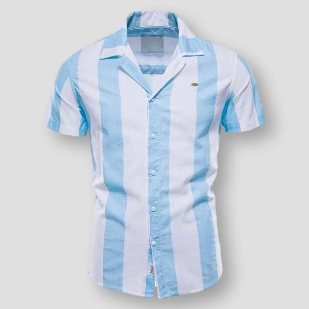 NEGIZBER Trend Store North Royal Striped Short Sleeve Shirt Men's Apparels 5 NEGIZBER Trend Store North Royal Striped Short Sleeve Shirt Men's Apparels