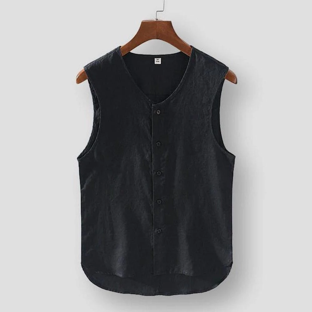 SHISENBU Official Store Sky Madrid Palermo Linen Vest Men's Apparels 6 SHISENBU Official Store Sky Madrid Palermo Linen Vest Men's Apparels