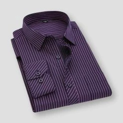 QISHA MEN SHIRT Store Saint Morris Executive Button-Up Striped Shirt Men's Apparels