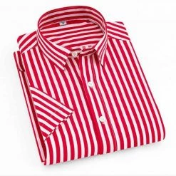 Sinwoyan Online Store Sky Madrid Striped Short Sleeve Button Shirt