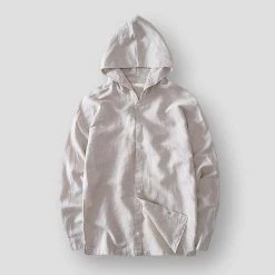 China Cloth Sky Madrid Linen Hooded Shirt