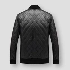 Mountainskin Official Store North Royal Leather Quilted Fleece Jacket Men's Apparels