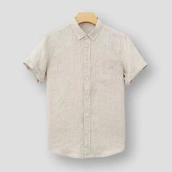 BOU Store Sky Madrid Coral Linen Shirt Men's Apparels 8 BOU Store Sky Madrid Coral Linen Shirt Men's Apparels