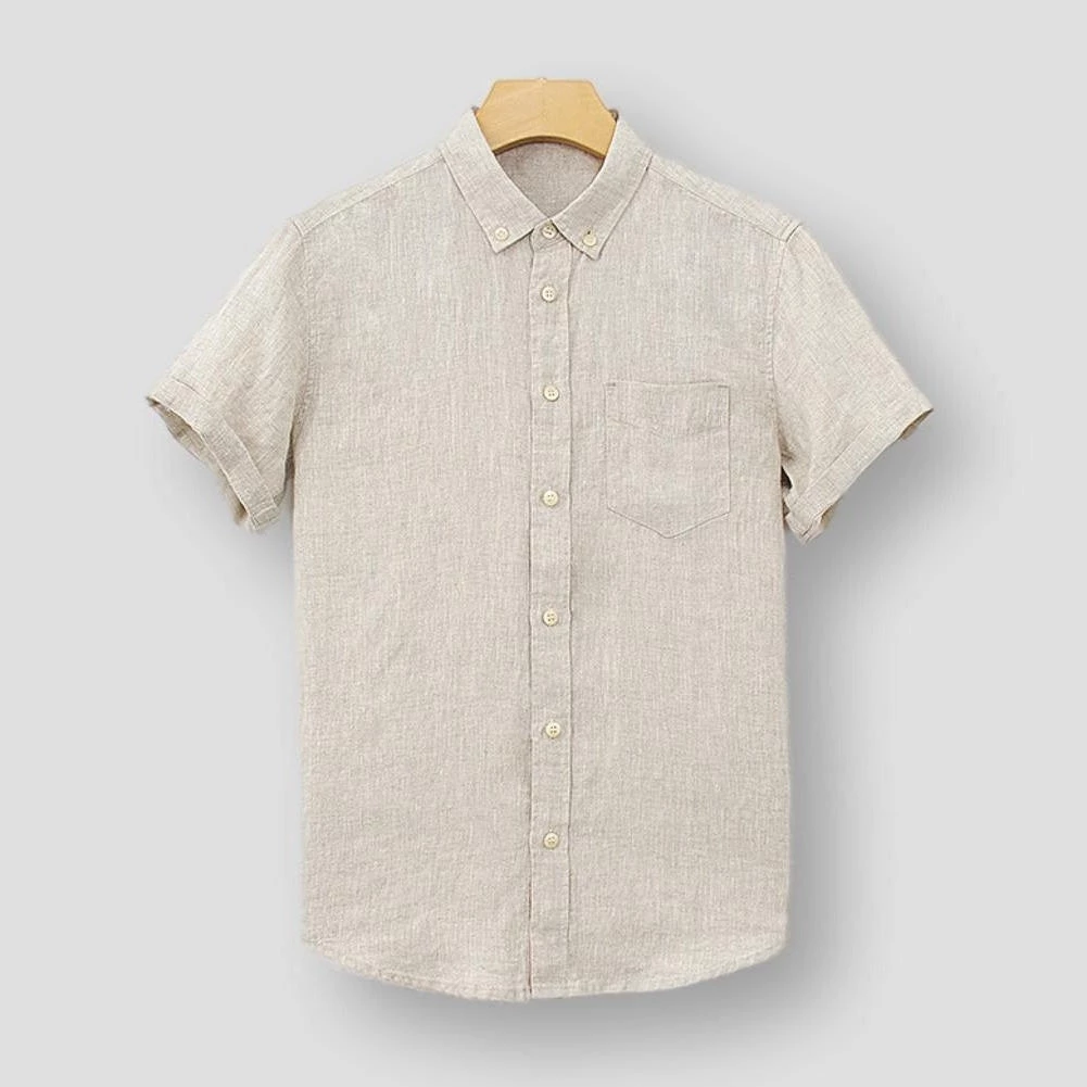 BOU Store Sky Madrid Coral Linen Shirt Men's Apparels 5 BOU Store Sky Madrid Coral Linen Shirt Men's Apparels