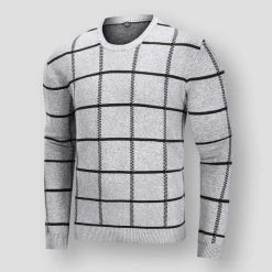 TACVASEN Official Store Saint Morris Plaid Thermal Sweater