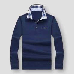 Calm Menswear Store Sky Madrid Slim Plaid Polo Shirt